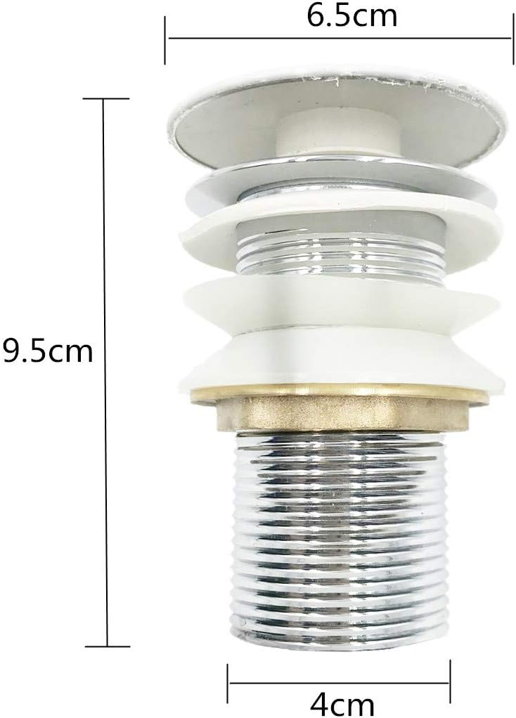Basin Sink Waste Unslotted Basin Sink Tap Push Pop Up Click Clack Sprung Plug, Silver - Image 3