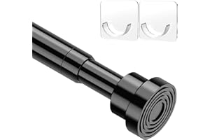 MOEROTER Tension Curtain Rod Adjustable 33 to 56 inch Small Spring Tension Curtain Rod No Drilling, Closet Rod for Windows, Door, Wardrobe, Black