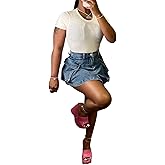 Women's Mini Jean Skirts Slit Bodycon Denim Skirt with Pockets Summer Vintage Streetwear