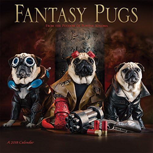 Fantasy Pugs 2018 12 x 12 Inch Monthly Square Wall Calendar by Wyman, Funny Animals