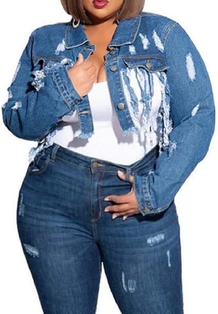 plus size short sleeve cropped denim jacket