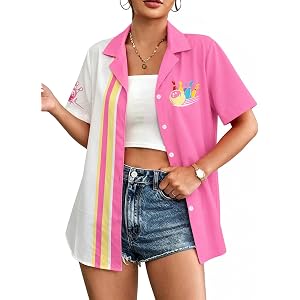 Bowling Shirts Women Funny Casual Hawaiian Shirt Quirky Graphic Tops | Bowling