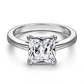 LOVECORE 2CT 925 Sterling Silver Princess Cut Cubic Zirconia Classic Faux Diamond Dainty Simple CZ Wedding Promise Rings Stun