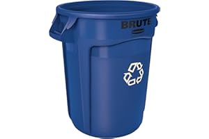 Rubbermaid Commercial Products Brute 32G Blue Recycling Vented Trash Container, for Landscapers/Construction Sites/Restaurants/Back of House/Offices/Warehouses/Commercial Environments