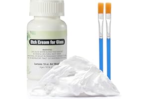 HOLAMA Improved Glass Etching Cream Kit 10oz- Thicker, Smoother Formula - Include 2 Brushes, 8 Stencils, Protective Inner Lid - Ideal for Glass, Ceramic, Mirror, and Window Etching