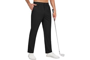 DOWMQ Mens Golf Pants Stretch Casual Dress Pants Elastic Drawstring Slacks for Men Lightweight Trousers with 5 Pockets