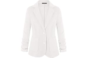 Unifizz Womens Casual Work Office Blazer Pockets Buttons Suit Jacket 3/4 Sleeve