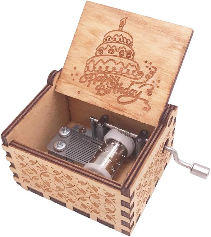 Caja musical de madera tallada con manivela para cumpleaños: Amazon.es: Hogar