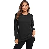 Smallshow Women's Nursing Tops Sweatshirt Long Sleeve Side Split Breastfeeding Shirt