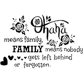 PLIGREAT Ohana Means Family Quotes Wall Stickers Removable Vinyl Peel and Stick Wall Decals for Living Room Bedroom Sofa TV Background Hallway Photo Wall Decoration Home Indoor DIY Wall Art Decor