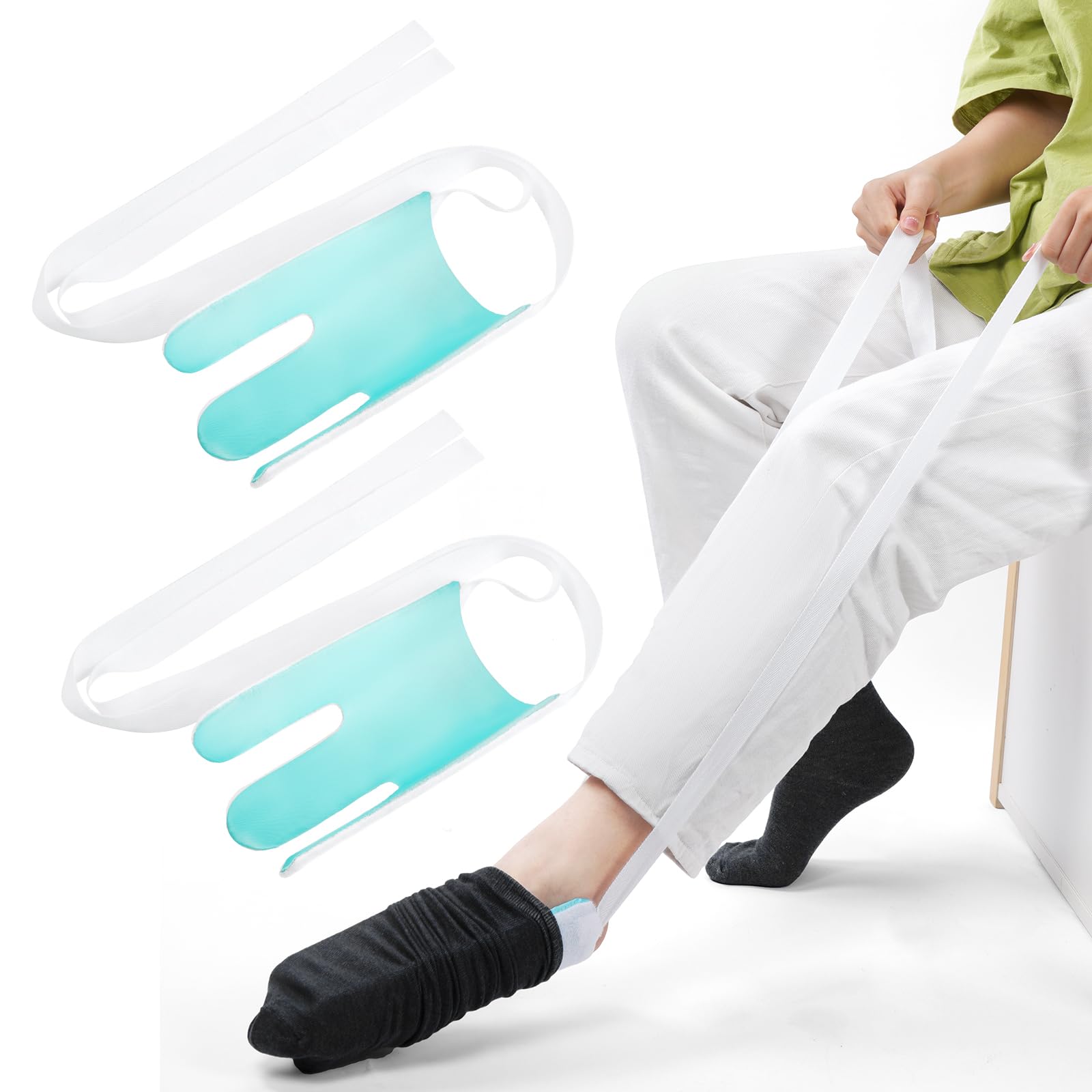 ACWOO Sock Aid Tools for Easy On and Off, 2PCS Sock Aid and Pants Assist for Elderly, Disabled,Pregnant, Diabetics, Recovery, Pulling Assist Device, Socks Helper, Avoid Bending Sock Helper Aids Tool