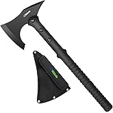 Camping Axe Tactical Survival Tomahawk Outdoor Axe for Hiking with Spike Hatchet Emergency Breaching Multitool Throwing Axe Includes Sheath