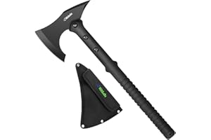 HITDUDU Tactical Survival Tomahawk Outdoor Axe for Hiking Camping Axe with Spike Hatchet Emergency Breaching Multitool Throwing Axe Includes Sheath