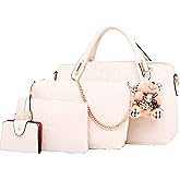 FiveloveTwo Women 4 Pcs Top Handle Satchel Hobo Handbag Set Large Tote +Purse +Shoulder Bag+Card Holder | 4 Pcs, Top Handle, Purse, Card Holder