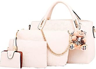 Amazon.com: FiveloveTwo. Bolso de mano para mujer, 4 piezas, con asa  superior, bolsa de hombro, soporte para tarjetas, Beige, 6 : Ropa, Zapatos  y Joyería
