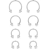 Kadogohno 16g Horse Shoe Septum Nose Rings for Women Surgical Steel Double Stud Hoop Daith Piercing Jewelry