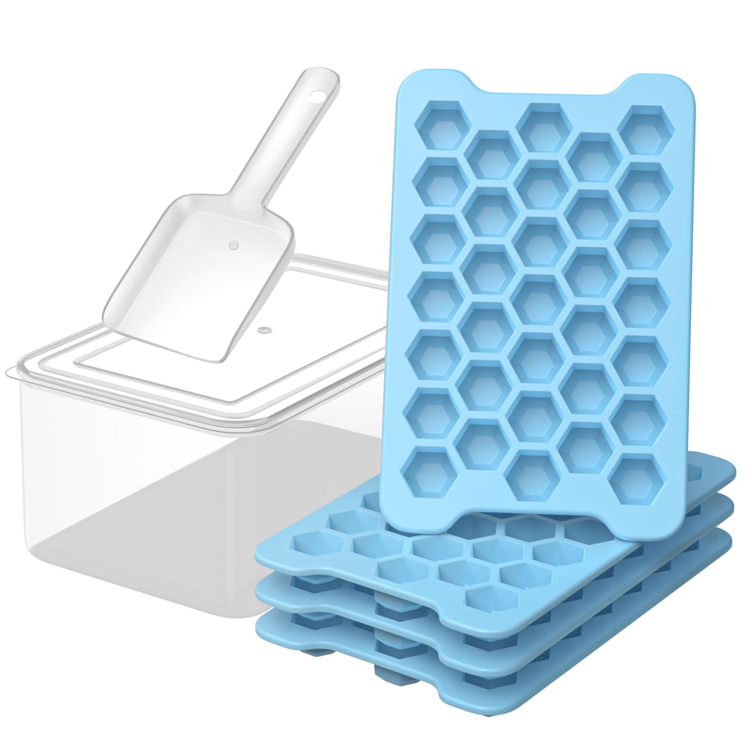 Photo 1 of **MISSING BIN** Mini Ice Cube Tray for Freezer: Small Plastic Ice Cubes Trays for Freezer with Box - Easy Release Stackable Mini Ice Cube Maker - Nugget Ice Trays for Freezer with Ice Container