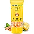 Mamaearth Vitamin C Daily Glow SPF 50 Sunscreen with PA+++ | Reduces Tanning & Gives Broad Spectrum Sun Protection | No Whitecast & Non-Greasy | 2.82 Oz/80g