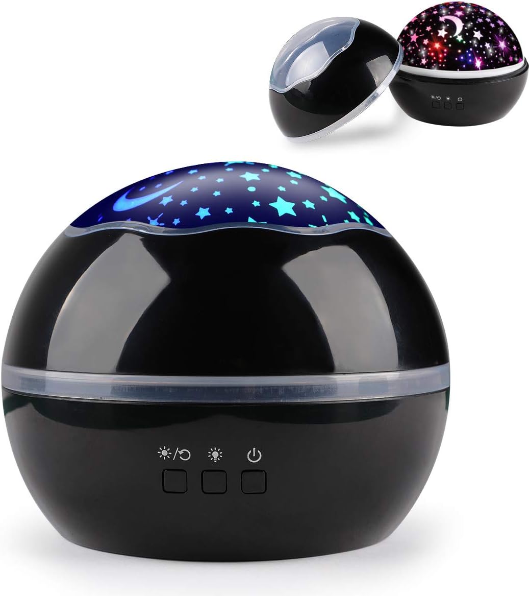Star Lights Projector for Kids, Sunvito 2 in 1 LED 360° Rotating Starry & Undersea Projector Lamp, 8 Multiple Colors Night Light Projector for Kids Bedroom Nursery Decor (Black))