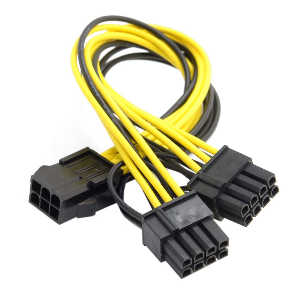cablecc PCI-E PCI Express ATX 6Pin Male to Dual 8Pin & 6Pin Female Video Card Extension Splitter Power Cable