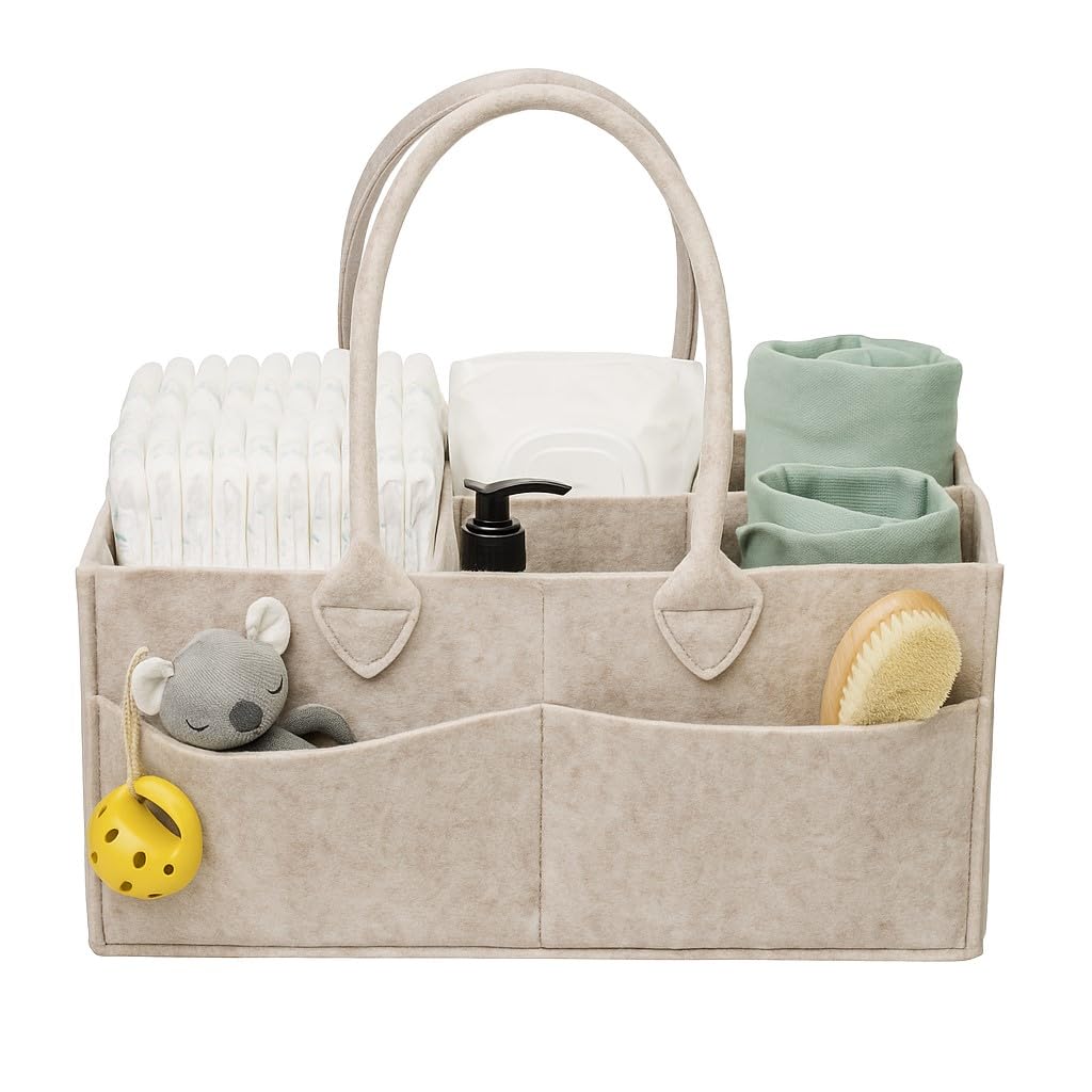 Photo 1 of PUTSKA Baby Diaper Caddy Organizer - Nursery Storage Basket for Diaper Station, Baby Basket Shower Gifts List and Registry Must-Haves, Newborn Essentials, Nursery Decor for Boy or Girl-DarkMocha,XL