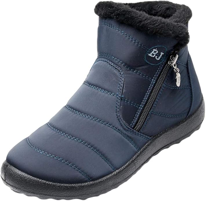 Damen Winterschuhe mit Warm Futter Mode und Bequeme Flach Sportschuhe mit Reißverschluss Frauen ...