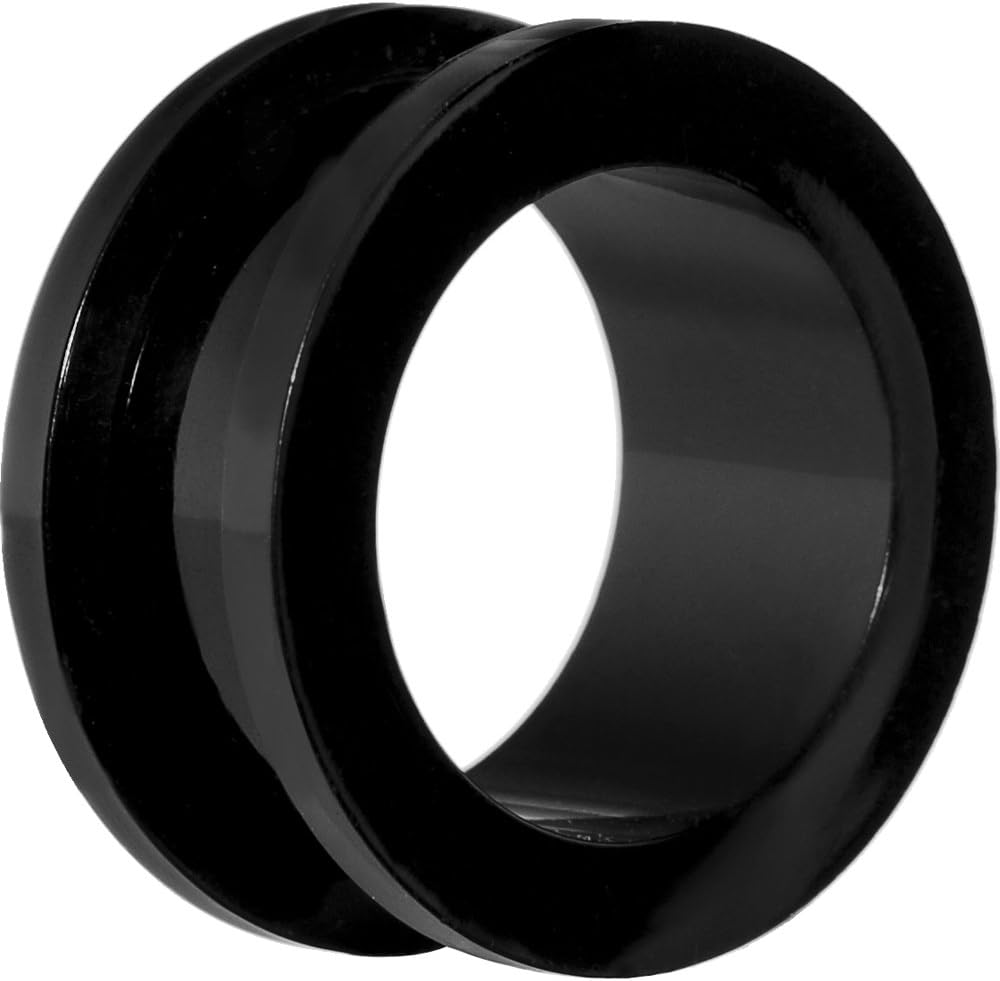 Acrylic Ear Tunnel, Plastic Flesh Tunnel Stretcher 2-24mm Black by SHOKK