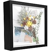 TouYinger 8x8 Shadow Box Frame Display Case with Letter Stickers, Display Case Box for Memorabilia, Wedding Memories, Crafts,