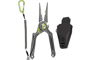 OH MY WOW Fishing Tool Kit 7 Piece Pliers, Fillet Knife, Hook Remover, Split Ring Plier, Lip Gripper, Scissors and Retractor for Saltwater and Freshwater