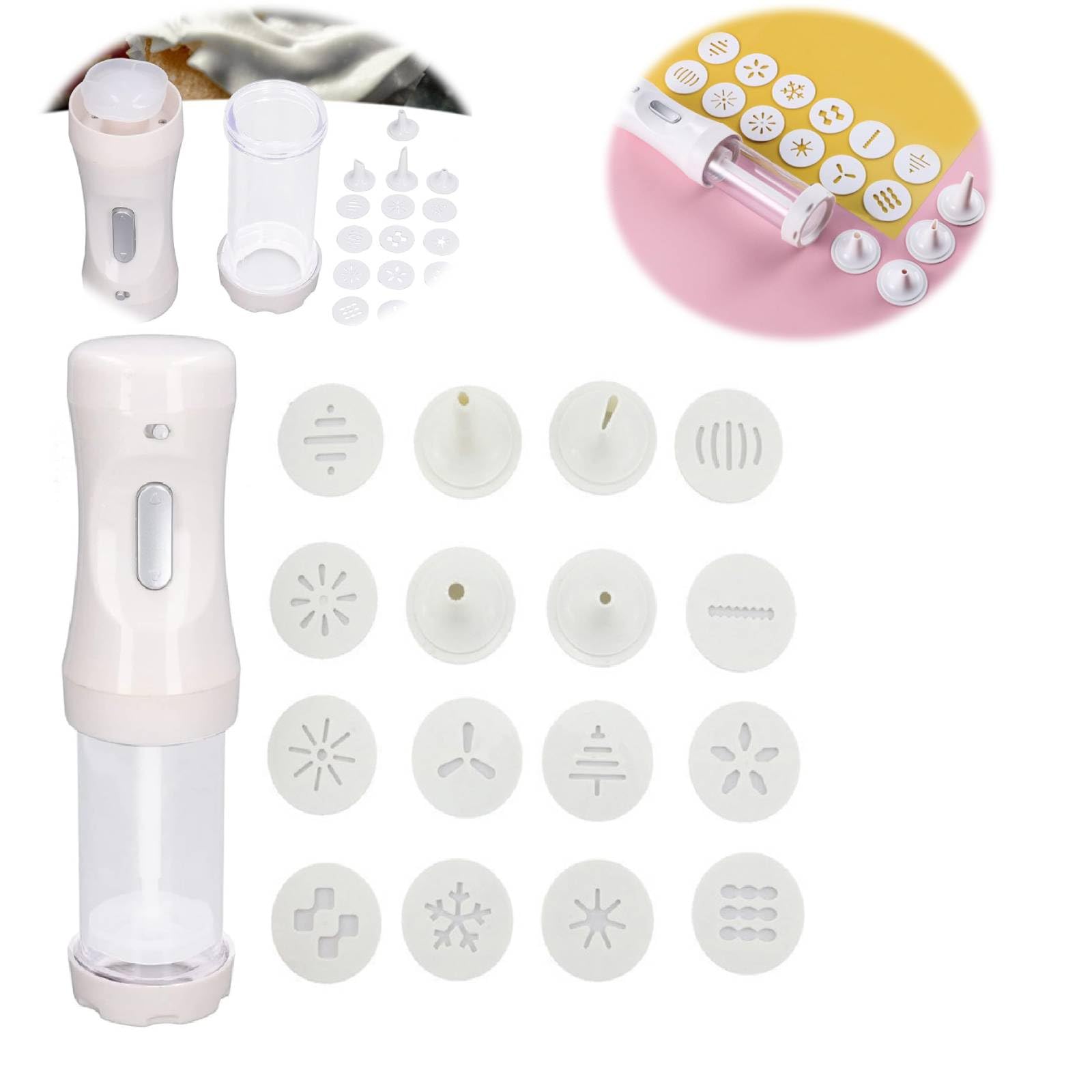 VELLOW Electric Cookie Press Gun with 12 Molds and 4 Decorating Nozzles