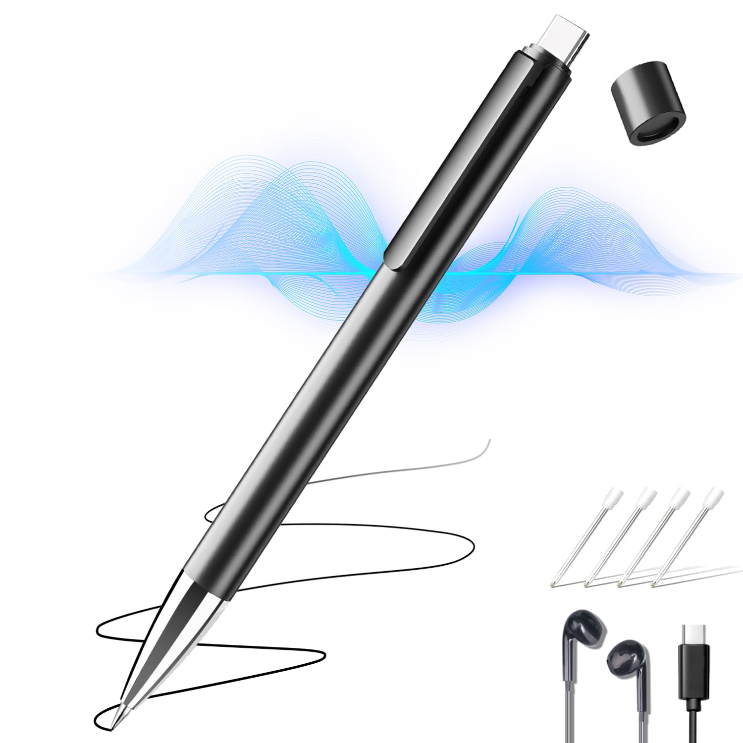 Photo 1 of 64GB Digital Voice Recorder, Recording Device with AI-Intelligent Noise Reduction, Voice Activated Sound Audio Tap Recorder for Lectures,Meetings, Work, Interviews, Class