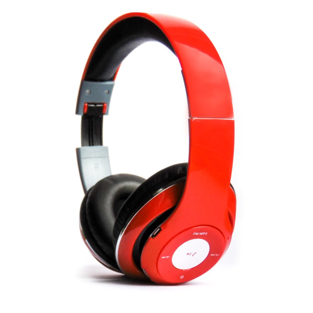 red bluetooth headphones