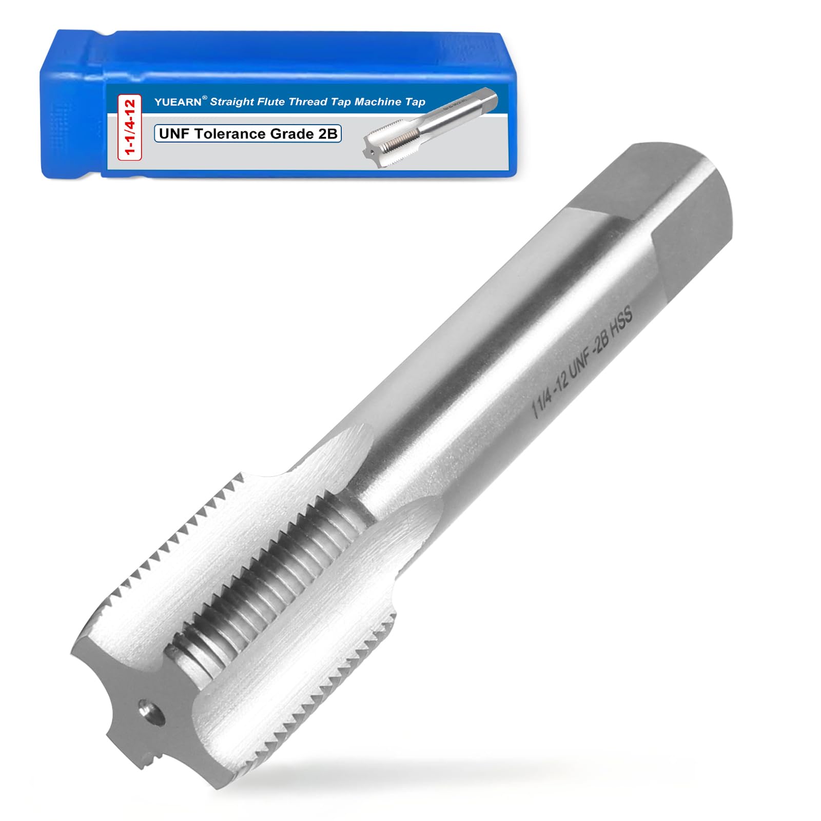 Photo 1 of 1-1/4"-12 UNF Right Hand Straight Flute Machine Thread Tap, 1-1/4"-12 TPI HSS High-Speed Steel 2B, for Precision Tapping in Metalworking