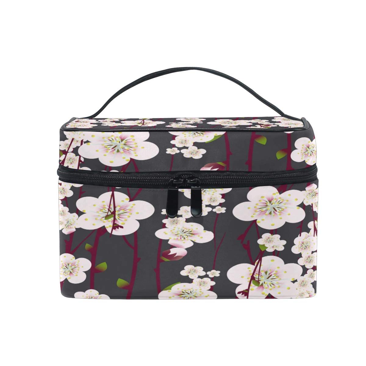 Plum Blossom Floral Flower Makeup Bag, Cosmetic Bag, Toiletry Bag, Cosmetic Makeup Organizer Case Storage, for Women, Men, Kids, Girls, Traveling, Professional, With Mesh Bag Brush Holder