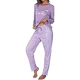 TeJoyce Cotton Pajamas for Women Set 2 Piece Long Sleeve Pajamas Set Cat Print Pjs Loungewear with Pockets S-XXL