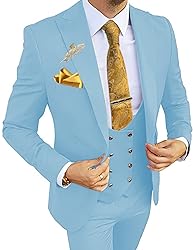 Wangyue Mens 3 Piece Suit Slim Fit Suits for Men