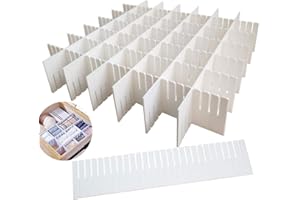 OJYUDD 12PCS DIY Plastic Grid Drawer Dividers,White Adjustable Sock Underwear Dresser Drawer Organizers Divider for Stationary Storage