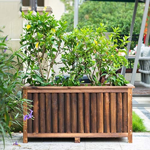 Fensterkasten Blumenkasten aus Holz Blumentopf aus Holz Blumentrog Außen Rechteck Karbonisierung Antiseptische… – Bild 8