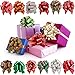 Christmas Ribbon Pull Bows for Holiday Decoration, Christmas Wrapping, Bows, Baskets and Wine Bottles Decoration Pack of 12