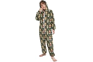 Sletend Nutcracker Christmas Unisex Onesie Pajamas One-Piece Costume Hooded Sleepwear Jumpsuit 4-14Y