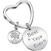 JIUSHUN Yaya Keychain Nana Keychain Best Yaya Ever Key Chain Mothers Day Gift for Grandma Jewelry Grandmother Jewelry Grammy Mother Gift