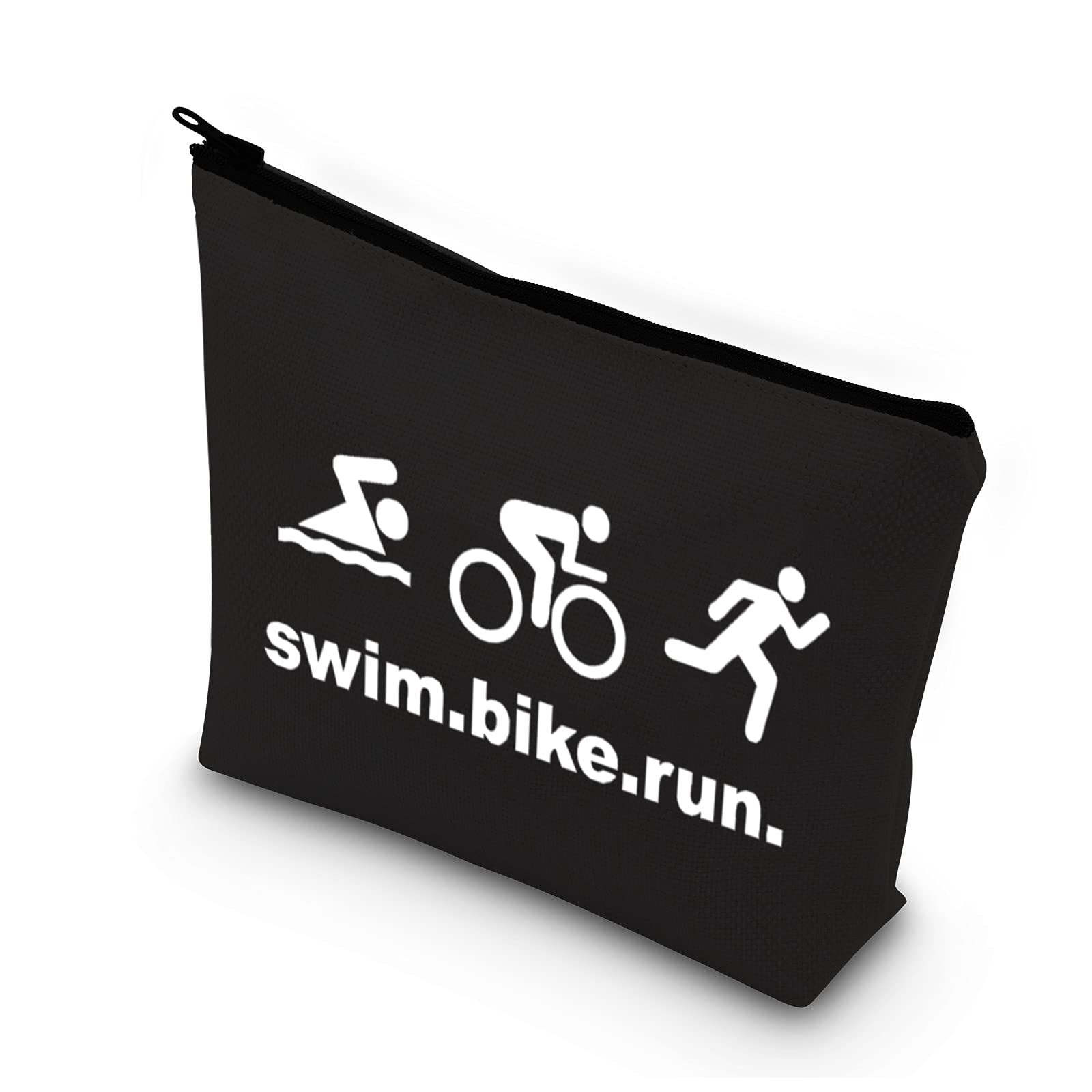PLITI Triathlon Gifts Swim Bike Run Cosmetic Makeup Bag Travel Pouch for Women Triathlete Inspirational Gift(Swim Bike Run BblU)