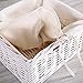 SUNCOO Retro White Shabby Chic Nightstand End Side Bedside Table w/Wicker Storage Wood
