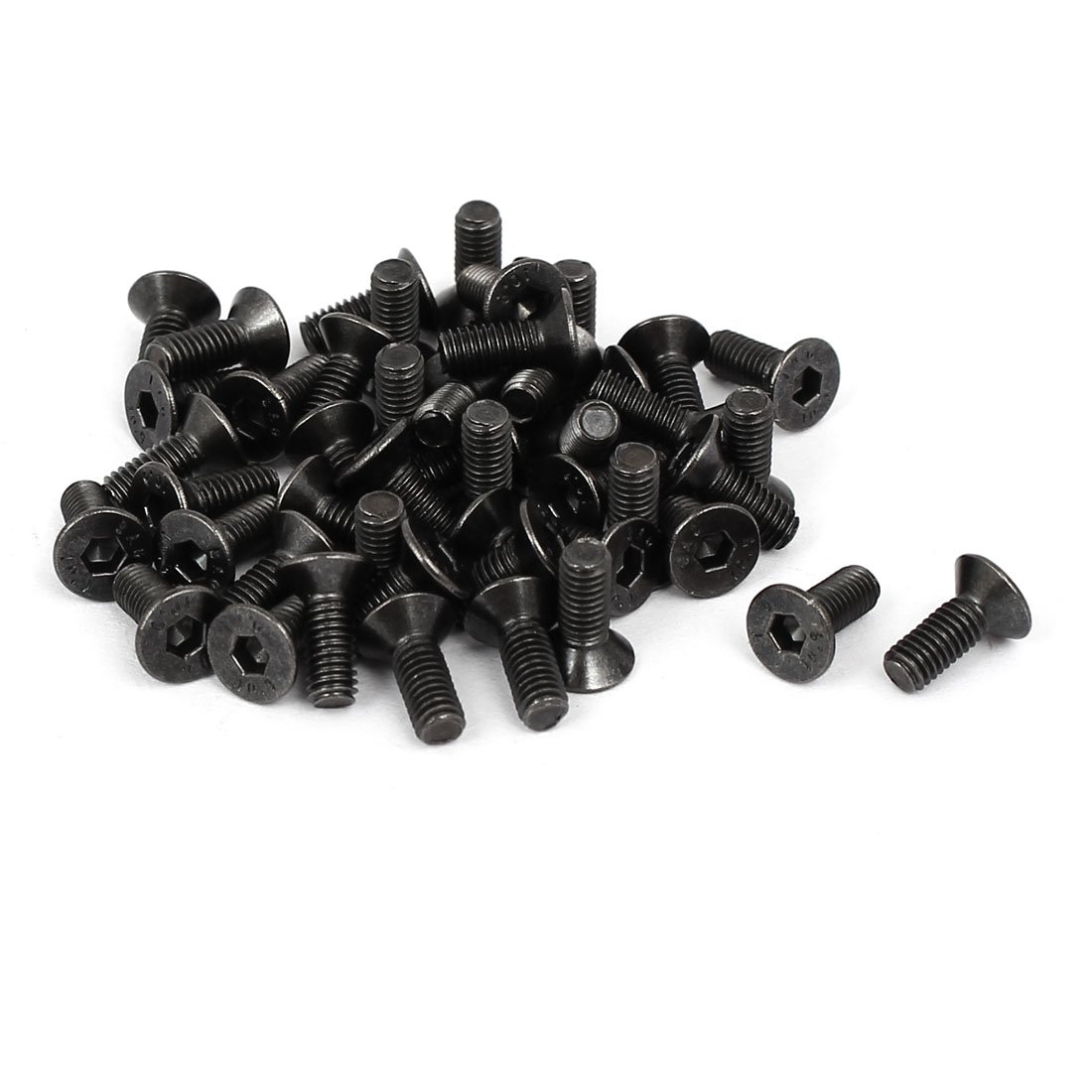 sourcingmap M3x8mm Black Nickle Plated Grade 10.9 Flat Head Hex Socket Cap Screw Bolt 50pcs — image 1