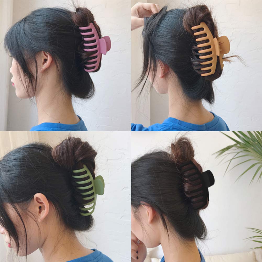 TOCESS Big Hair Claw Clips 4 Inch Nonslip Large Claw Clip for Women and Girls Thin Hair, Strong Hold Hair Clips for Thick Hair, 4 Color Available (4 Packs) : Beauty