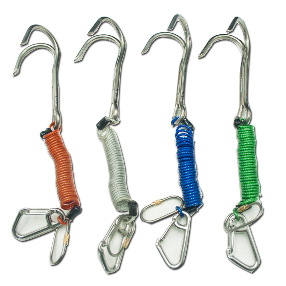 TiTo scuba double diving titanium alloy diving double hook Reef Drift Hook with Line and Hook for Current Dive