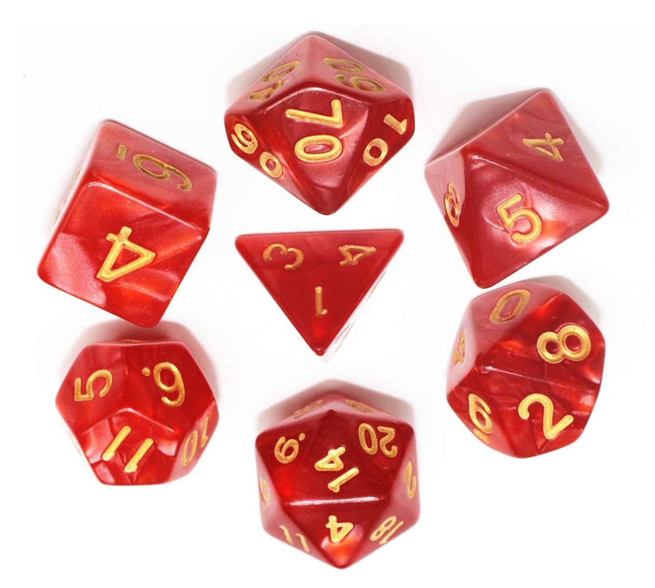 BOBOZHONG Polyhedral Dice,7PCS Layered Polyhedral D&D Dice,for Dungeons and Dragons RPG MTG Table Games(Red)