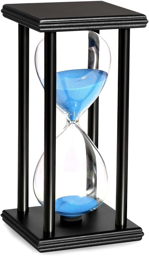 20 Minute Hourglass Blue Sand Timers Wooden Black Stand Hourglass Clock for Office Kitchen Decor Home