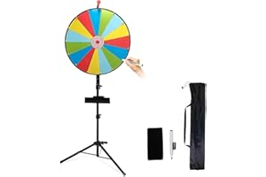 Noliven Roue de prix rotative de 61 cm, réglable de 65 à 190 cm, avec support et sac de transport, 15 emplacements de couleur