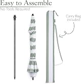 CHRISTOW Beach Umbrella 2m Tilting Parasol UV 30+ with Bag Sage White view 6